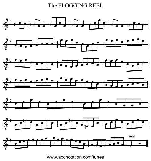 FLOGGING REEL, The - staff notation