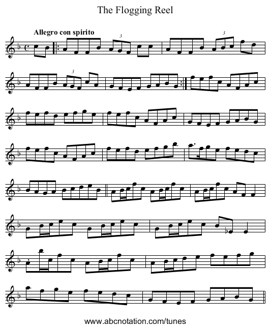 Flogging Reel, The - staff notation