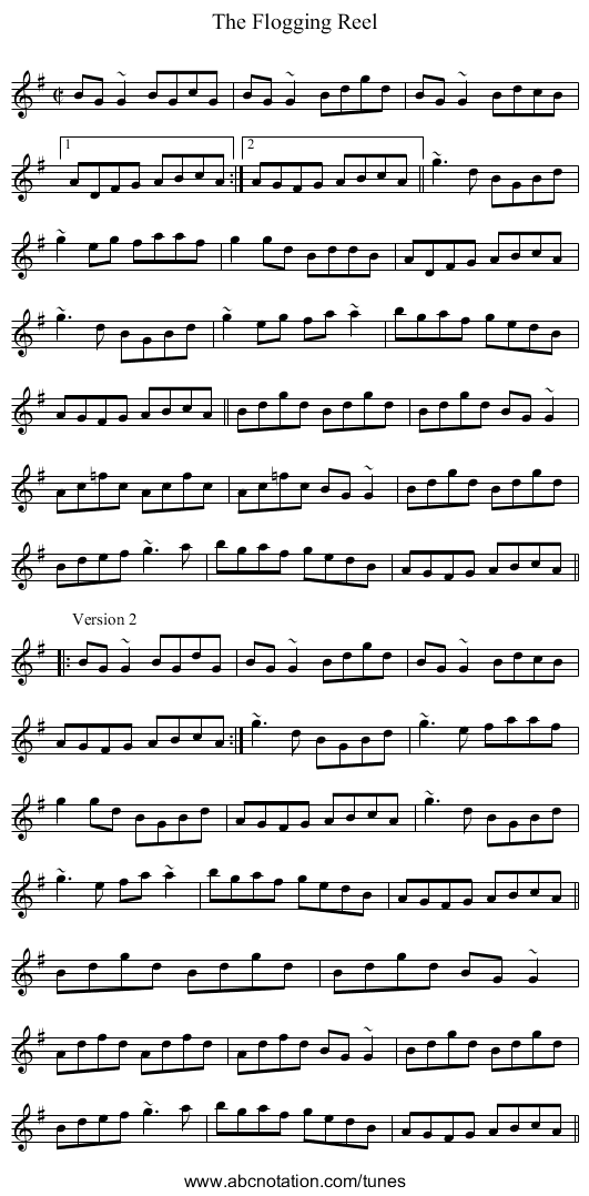 Flogging Reel, The - staff notation