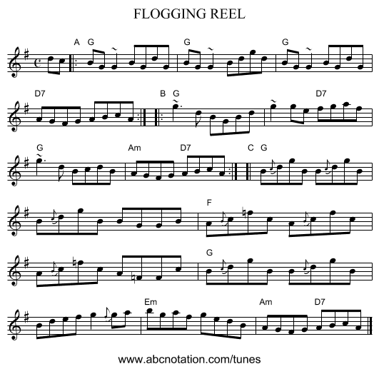 FLOGGING REEL - staff notation