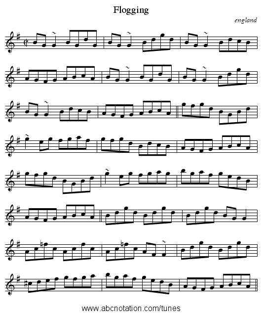 Flogging - staff notation