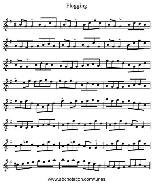 Flogging - staff notation