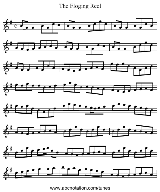 Floging Reel, The - staff notation