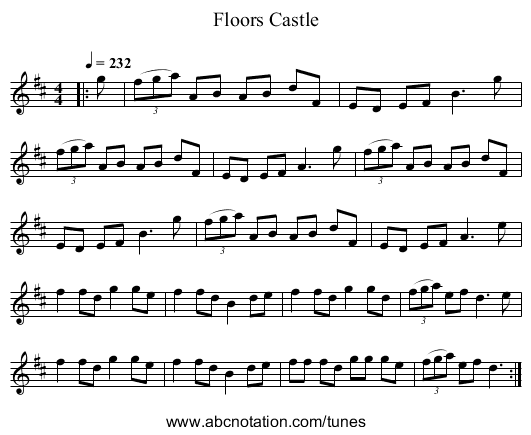 Floors Castle - staff notation