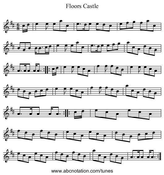 Floors Castle - staff notation