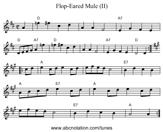 Flop-Eared Mule (II) - staff notation