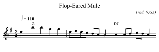 Flop-Eared Mule - staff notation