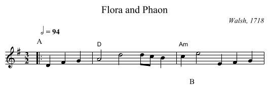 Flora and Phaon - staff notation