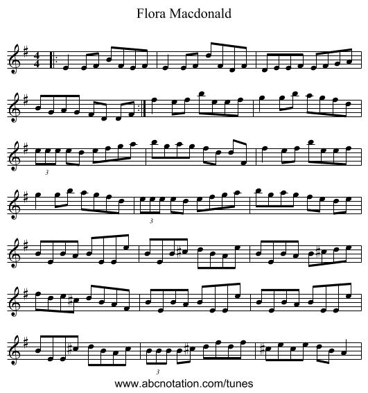 Flora Macdonald - staff notation