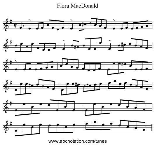 Flora MacDonald - staff notation