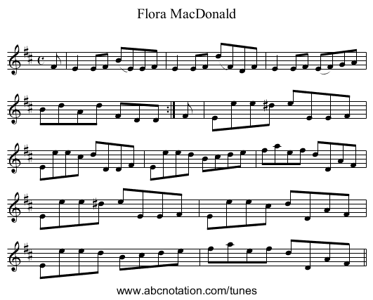 Flora MacDonald - staff notation