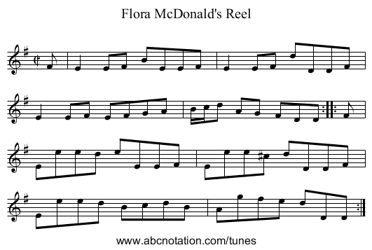 Flora McDonald's Reel - staff notation