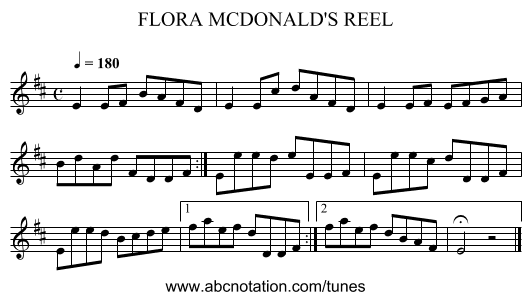 FLORA MCDONALD'S REEL - staff notation