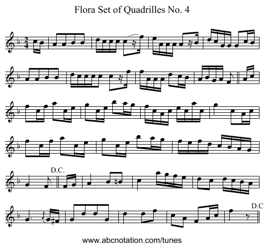 Flora Set of Quadrilles No. 4 - staff notation