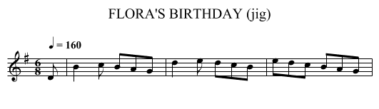 FLORA'S BIRTHDAY (jig) - staff notation