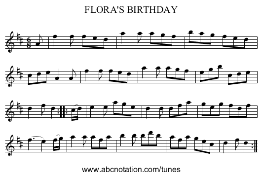 FLORA'S BIRTHDAY - staff notation