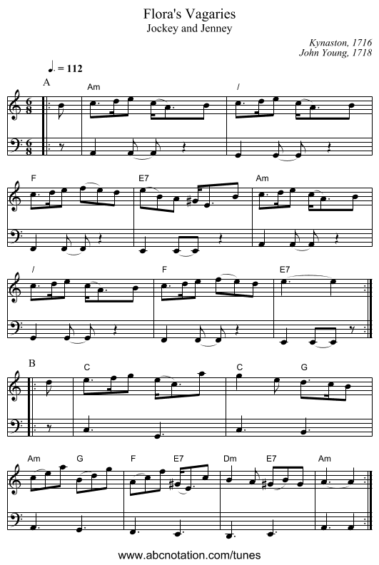 Flora's Vagaries - staff notation