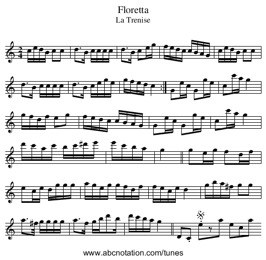 Floretta - staff notation