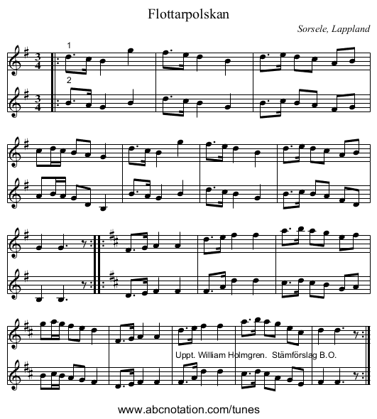Flottarpolskan - staff notation