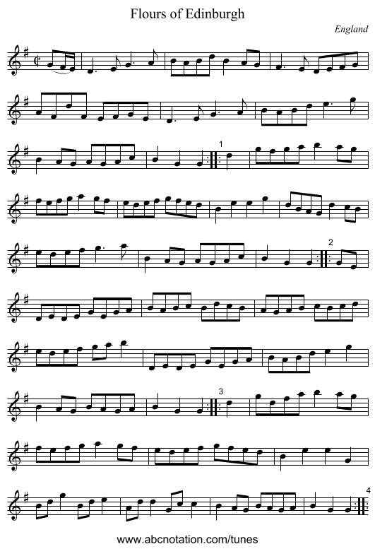 Flours of Edinburgh - staff notation