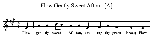Flow Gently Sweet Afton   [A] - staff notation
