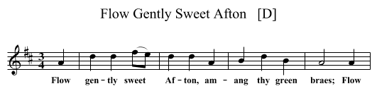 Flow Gently Sweet Afton   [D] - staff notation