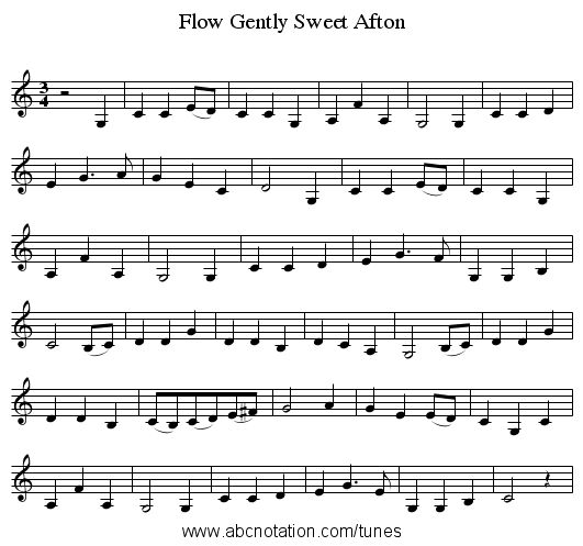 Flow Gently Sweet Afton - staff notation
