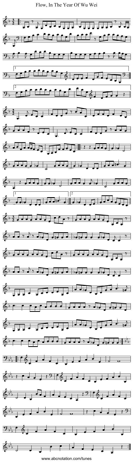 Flow, In The Year Of Wu Wei - staff notation