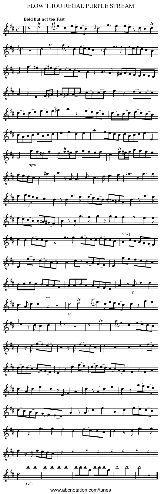 FLOW THOU REGAL PURPLE STREAM - staff notation