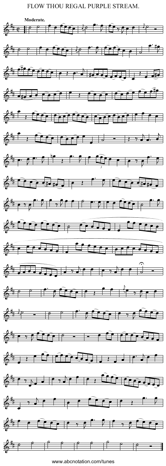 FLOW THOU REGAL PURPLE STREAM. - staff notation