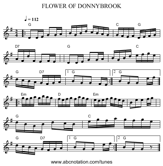 FLOWER OF DONNYBROOK - staff notation