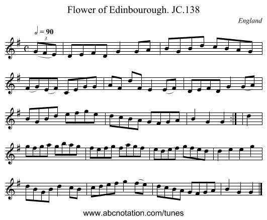 Flower of Edinbourough. JC.138 - staff notation