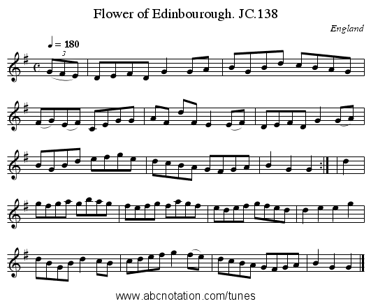 Flower of Edinbourough. JC.138 - staff notation