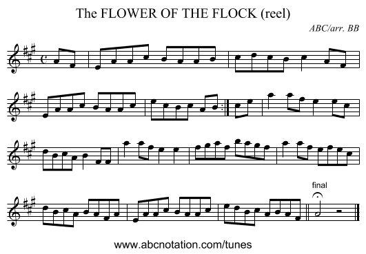 FLOWER OF THE FLOCK (reel), The - staff notation