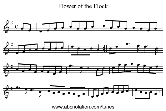 Flower of the Flock - staff notation
