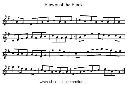 Flower of the Flock - staff notation
