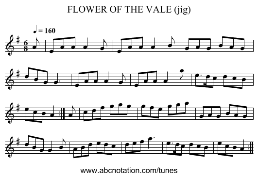 FLOWER OF THE VALE (jig) - staff notation