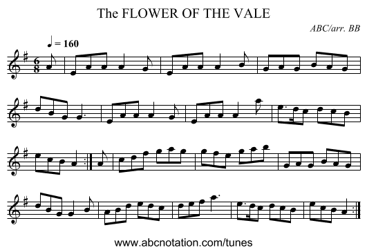 FLOWER OF THE VALE, The - staff notation