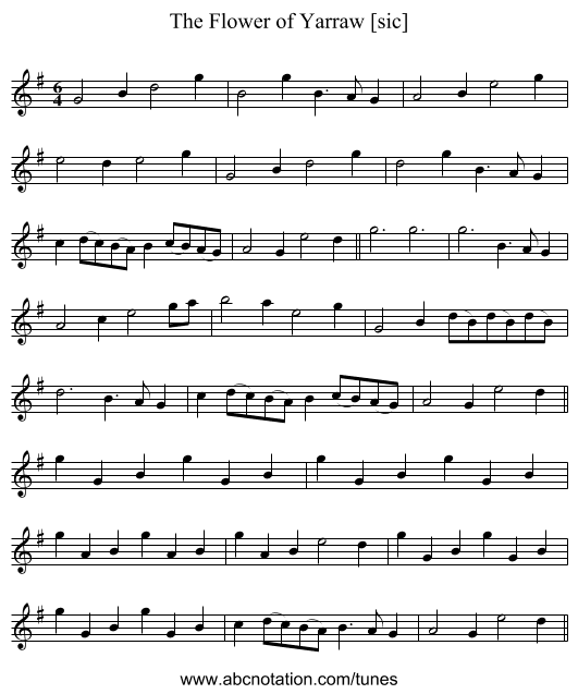 Flower of Yarraw [sic], The - staff notation