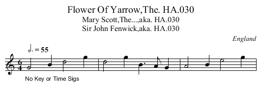 Flower Of Yarrow,The. HA.030 - staff notation