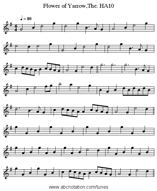 Flower of Yarrow,The. HA10 - staff notation