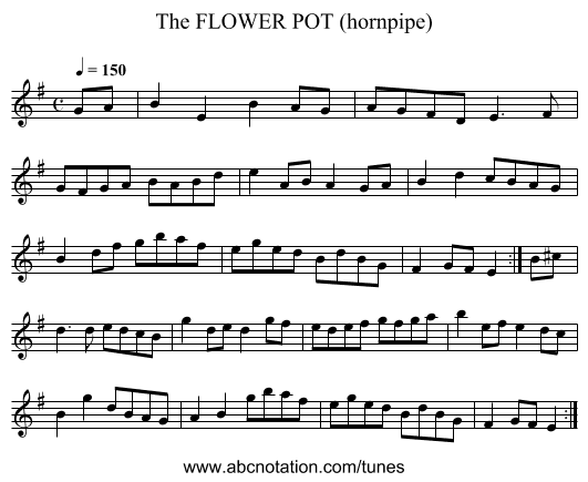 FLOWER POT (hornpipe), The - staff notation