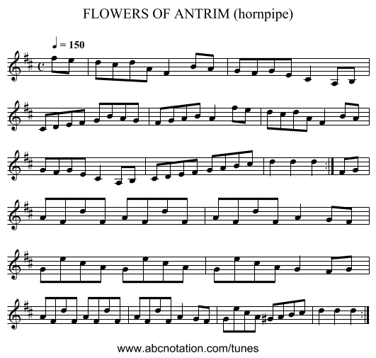 FLOWERS OF ANTRIM (hornpipe) - staff notation