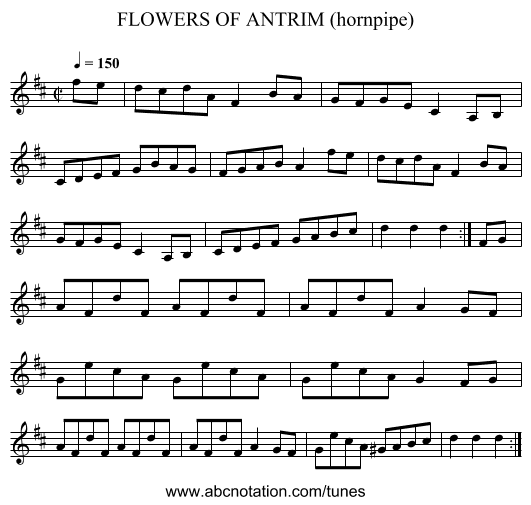 FLOWERS OF ANTRIM (hornpipe) - staff notation