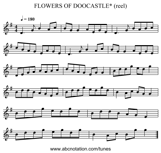 FLOWERS OF DOOCASTLE* (reel) - staff notation