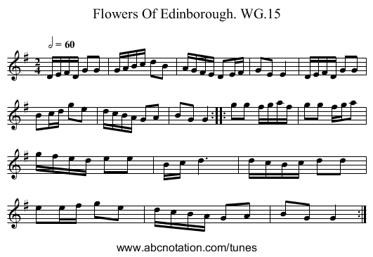 Flowers Of Edinborough. WG.15 - staff notation