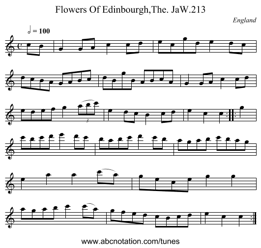 Flowers Of Edinbourgh,The. JaW.213 - staff notation