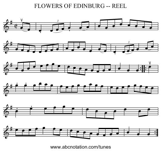 FLOWERS OF EDINBURG -- REEL - staff notation