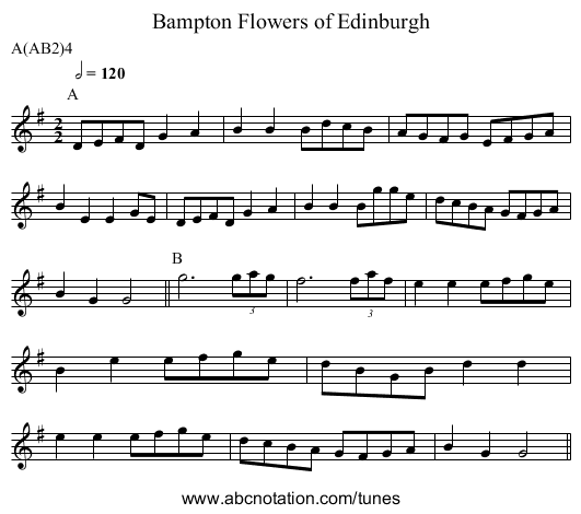 Flowers of Edinburgh, Bampton - staff notation
