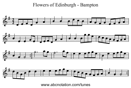 Flowers of Edinburgh - Bampton - staff notation